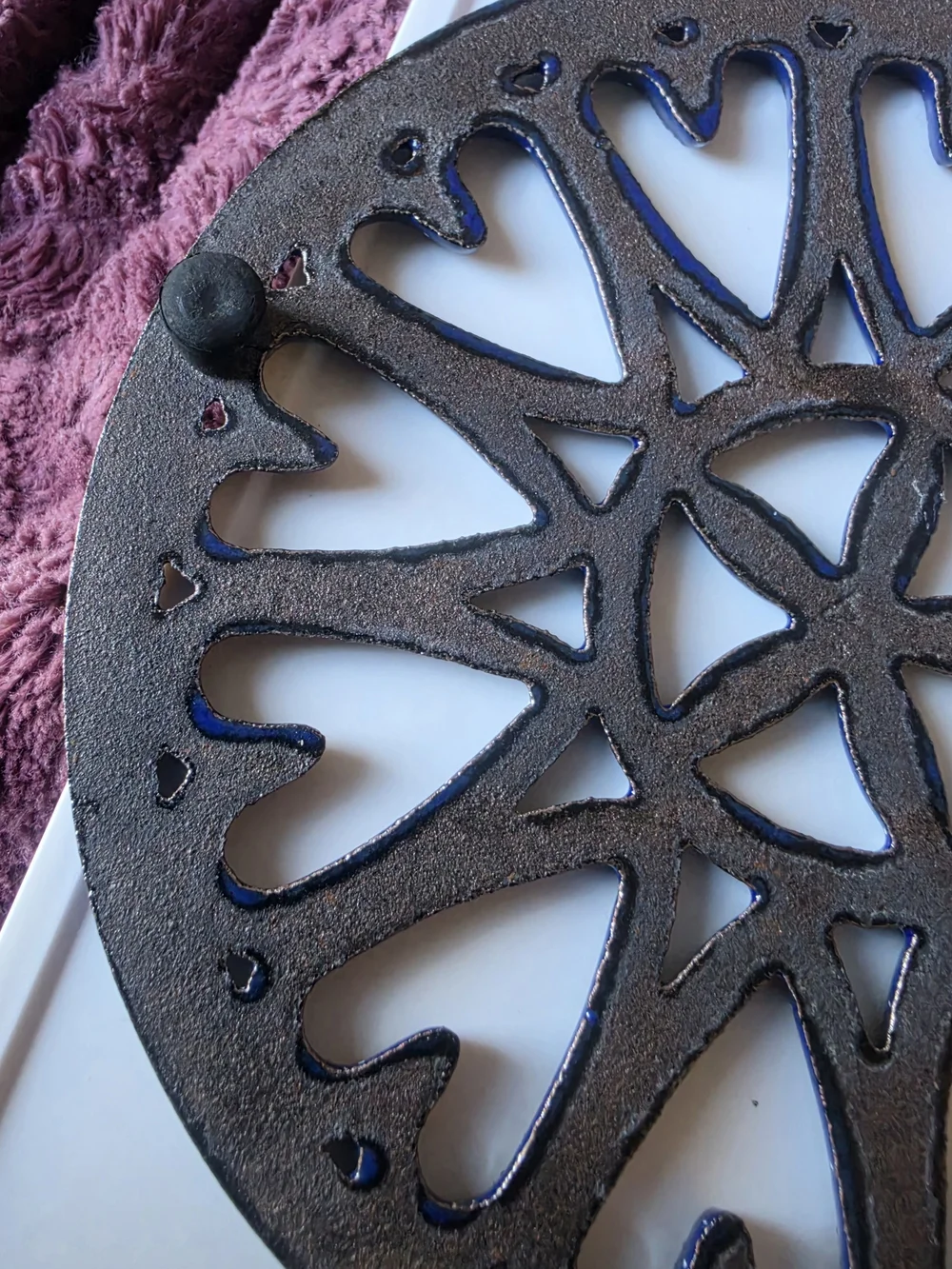 Blue and White Cast Iron Trivet